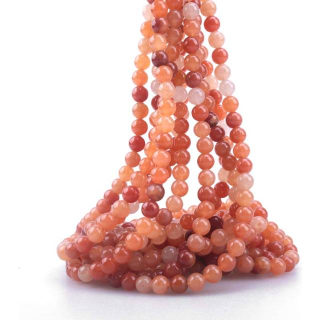 "ICAI Beads 6mm Natural Red Aventurine Stone Round Loose Stone Beads for Jewelry Making DIY Crafts Design 1 Strand 15"""""""" APPR.63-65pcs"