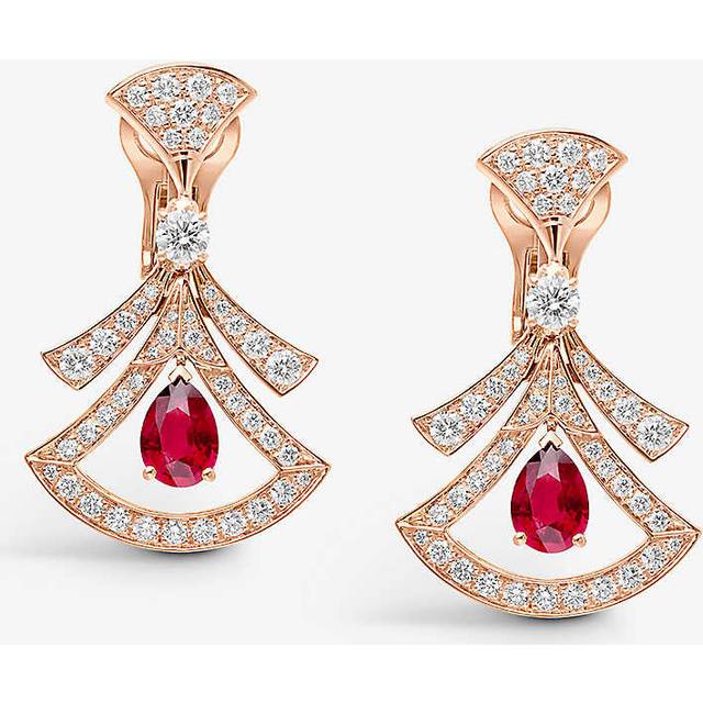 Bvlgari Rose Gold, Diamond and Ruby Divas' Dream Openwork Earrings - One size