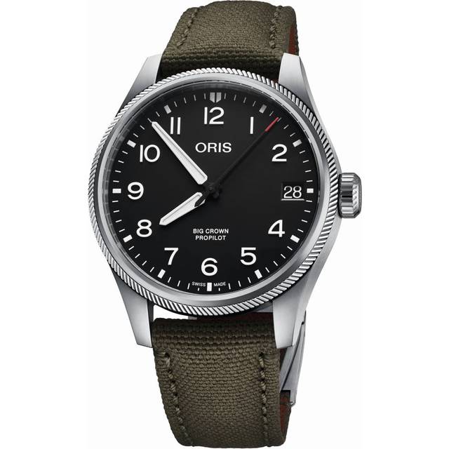 ORIS Big Crown Propilot Big Date armbåndsur, sort skive med nylonrem - 41mm