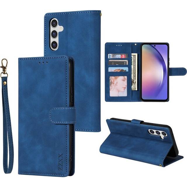 (Blue, Samsung S21) Wallet Card Slot Magnetic Flip Leather Case ForGalaxy S23S22 Plus S21 S20 FE S10E S9 S8 Note 2010 Lite 9