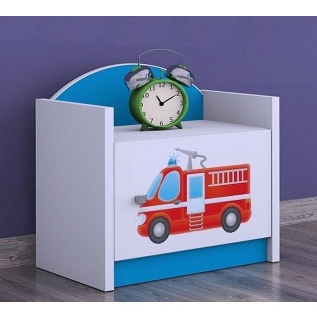 Sterling Fire engine Bedside Table - Blue (40cm H X 40cm W X 34cm D)