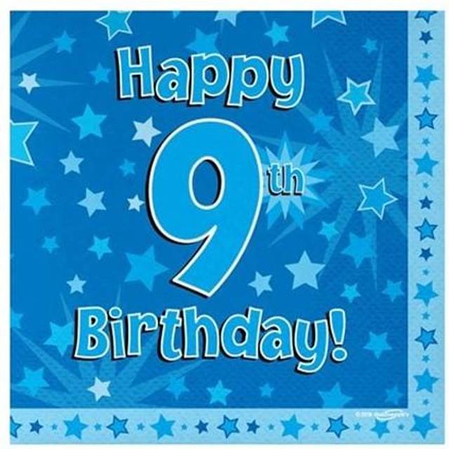 Oaktree 9th Birthday Napkins (Pack of 16) One Size blue