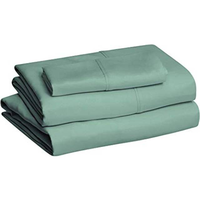 Amazon Basics Lightweight Super Soft Easy Care Microfiber 3-Piece Bed Sheet Set with 14-Inch Deep Pockets Twin XL Emerald Green Solid
