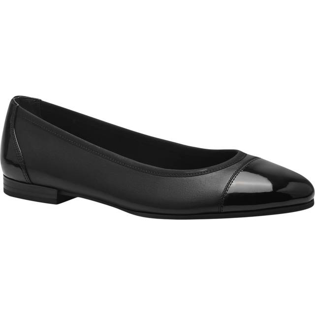 Tamaris 22124 ballerina sko sort skind med laksnude