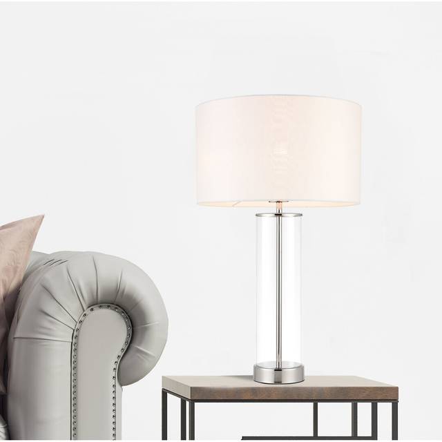 Lolita 57Cm Glass Table Lamp - Bright Nickel (57cm H X 35cm W X 35cm D)