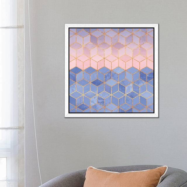 &#39;Rose Quartz and Serenity Cubes&#39; - Floater Frame Graphic Art Print on Canvas - White Framed (93.98cm H x 93.98cm W x 3.81cm D)