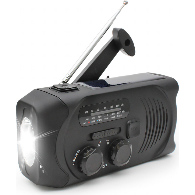 SiGN Crank Radio with Solar Cells - Powerbank med solceller - Techii.dk