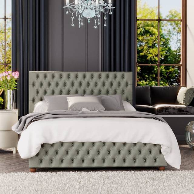 Laurence Llewelyn Bowen Seren Super King Size Duck Egg Plush Velvet Ottoman Bed - Green