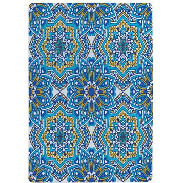 Hughes Embellished Tiles Designer Shaggy Blue Rug (Rectangle 60 x 110cm)