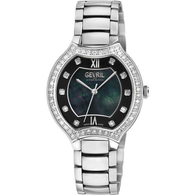 Womens Lugano Swiss Diamond , Black MOP Dial,316L Stainless Steel Case, 316L Stainless Steel Bracelet . Swiss Quartz Watch - One Size