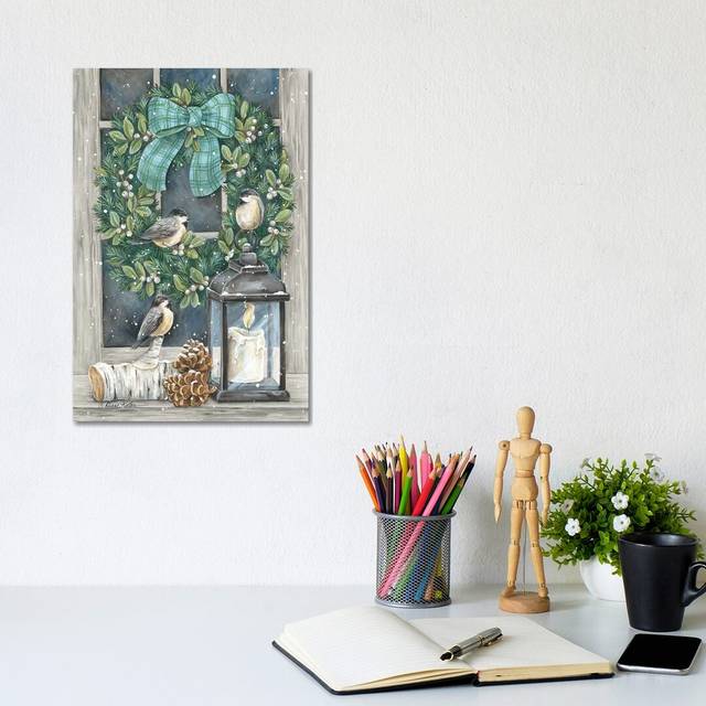 Winter Wreath by Diane Kater - Graphic Art Print on Canvas - Wrapped Canvas (30.48cm H x 20.32cm W x 1.91cm D)