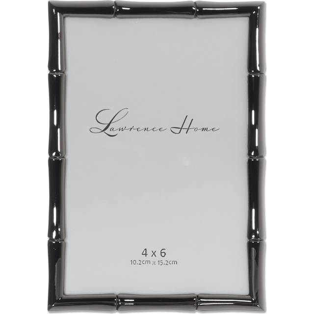 Lawrence Frames 4x6 Black Polished Metal Picture Frame with Bamboo Design