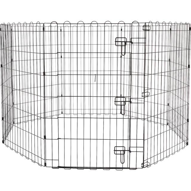 Amazon Basics - Foldable Octagonal Metal Dog Pen/Puppy Pen/Playpen Indoor for Dogs and Pets, With door, 91 cm high, Black