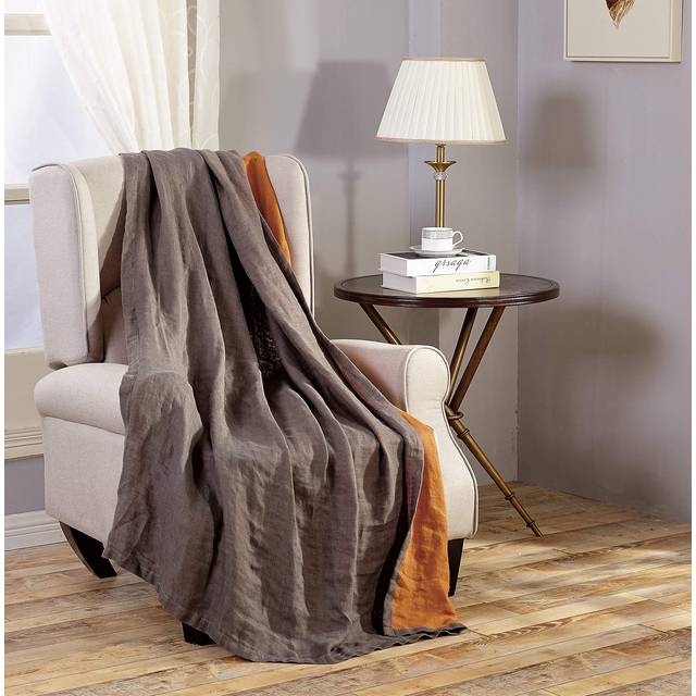 Chezmoi Collection Brussels 100% Belgian Flax Linen Throw Blanket for Couch  Bed - Super Soft Lightweight Cozy Breathable Pre-Washed Reversible Throw