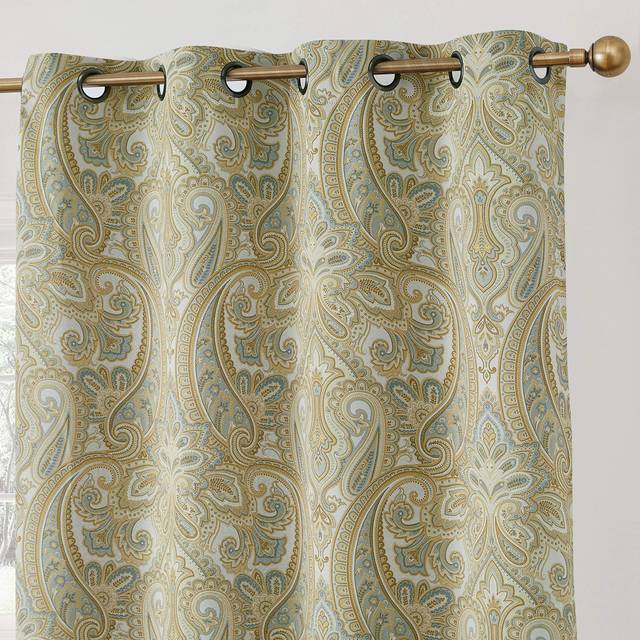 HLCME Paris Paisley Decorative Pattern Print Damask Pattern Thermal Insulated SemiBlackout Energy Savings Room Darkening Gromm
