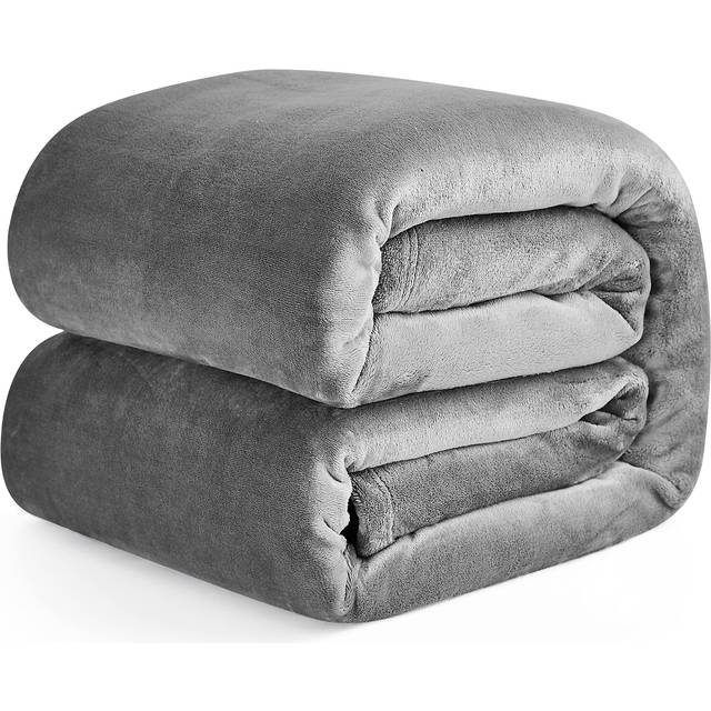EHEYCIGA Fleece Throw Blankets Grey Single Travel Size Fluffy Flannel Blankets Soft Warm Bed Throws for Sofa, Bed, Settees and Couch, Fit All Sea