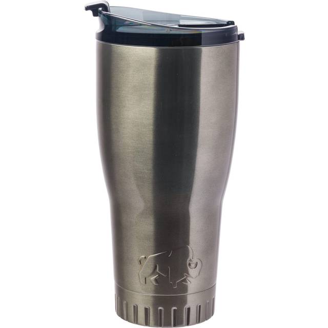Silver Buffalo Double Walled Vacuum Insulated Stainless Steel Tumbler With Flip Top Lid Keeps Hot and Cold  Travel Coffee Mug Le