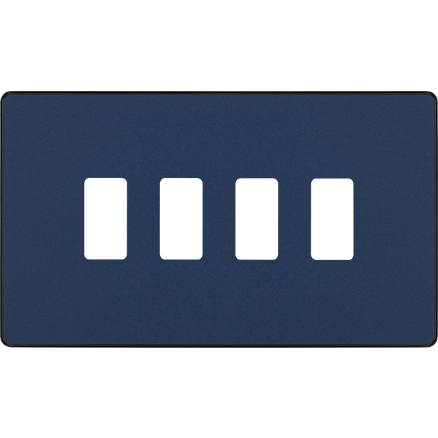 BG Evolve 4 Gang Grid Front Plate - Matt Blue (Black) - RPCDDB4B