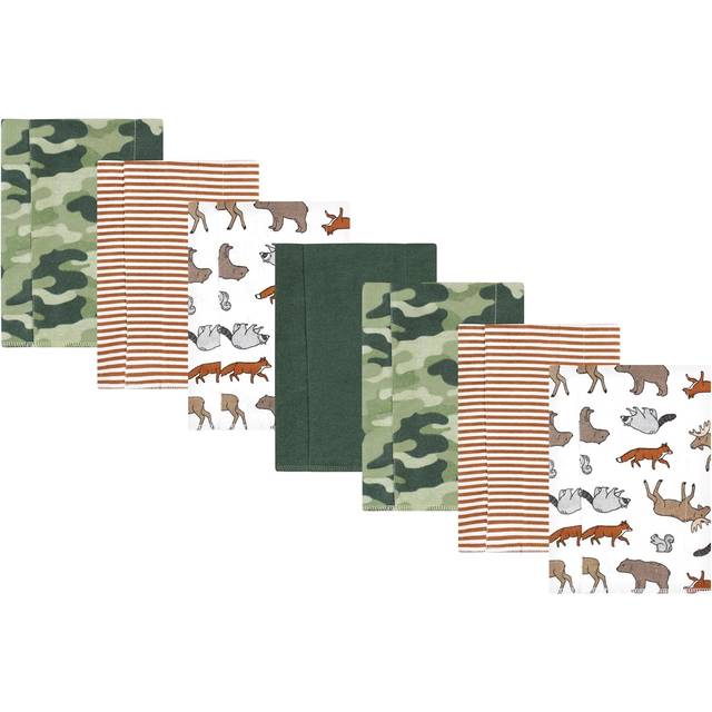 Hudson Baby Unisex Baby Cotton Flannel Burp Cloths  Animal Adventure 7 Pack  One Size