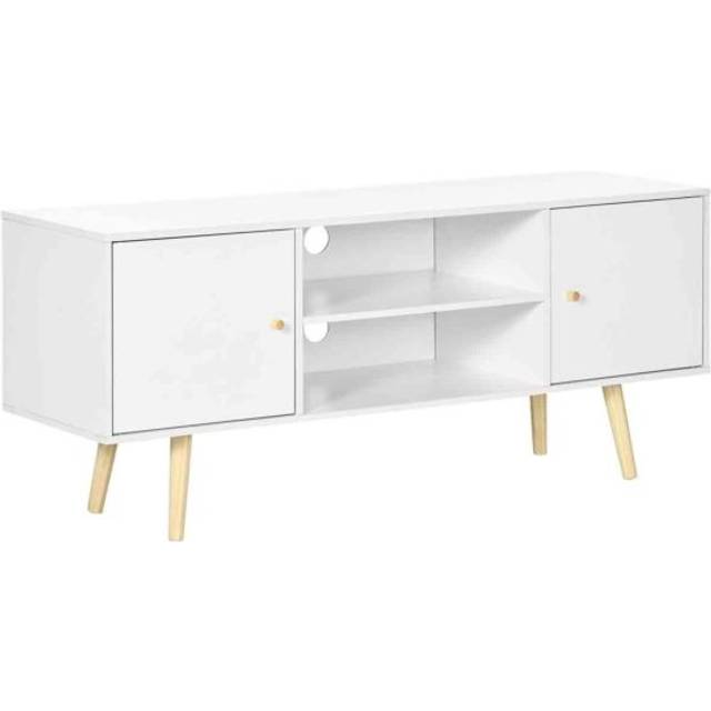 HOMCOM TV Unit up to 55 Inches with Shelves and Cupboards White