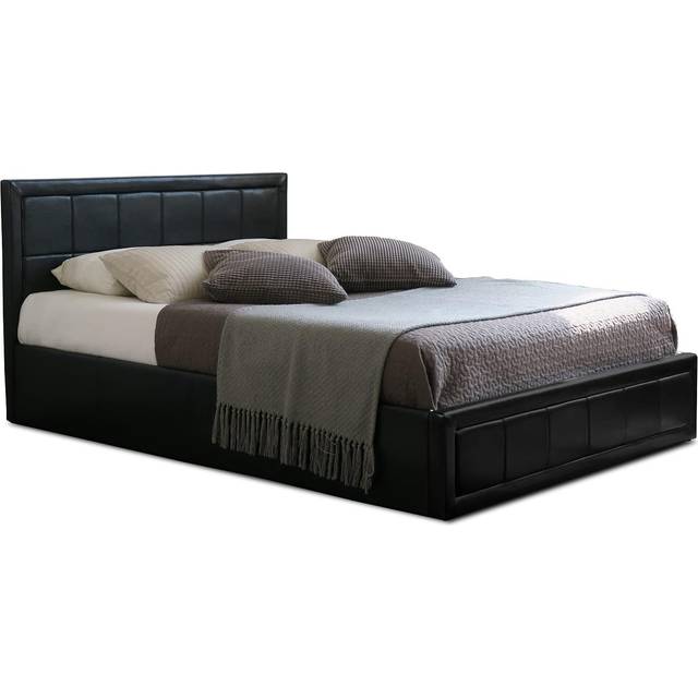 Home Treats Leather Ottoman Bed Frame Small Double Bed With Storage, Black