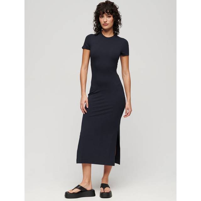 Superdry Crew Neck Midi T-Shirt Dress, Eclipse Navy