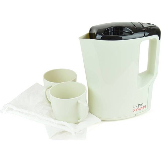 Travel Kettle 900ml Cream And Black 1000W - With 2 Mugs