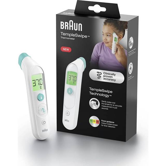 Braun Sensian Swipe 5 tempeltermometer -TempleSwipe teknologi -färgkodad digital display - baby- och barnvänlig - 3-sek resultat - #1 varumärke bland läkare (1) - BST200