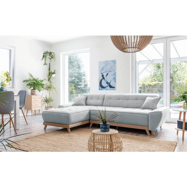 Dazzling Daisy Corner Sofa Bed - Light Grey (195.58cm H X 660.4cm W X 421.64cm D)