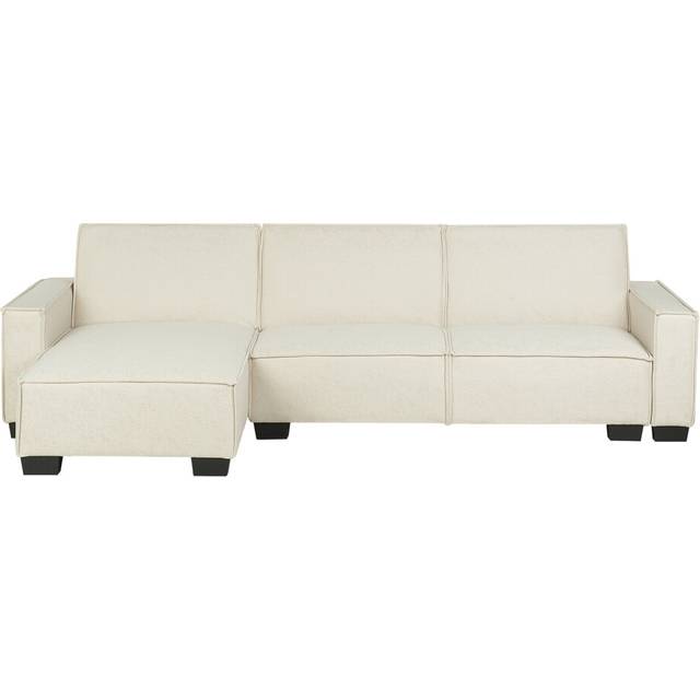 Corner Sofa Bed 3 Seater ROMEDAL Fabric Beige Right Hand