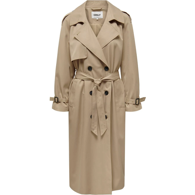 Only – Ljusbrun, dubbelknäppt trenchcoat-Naturlig