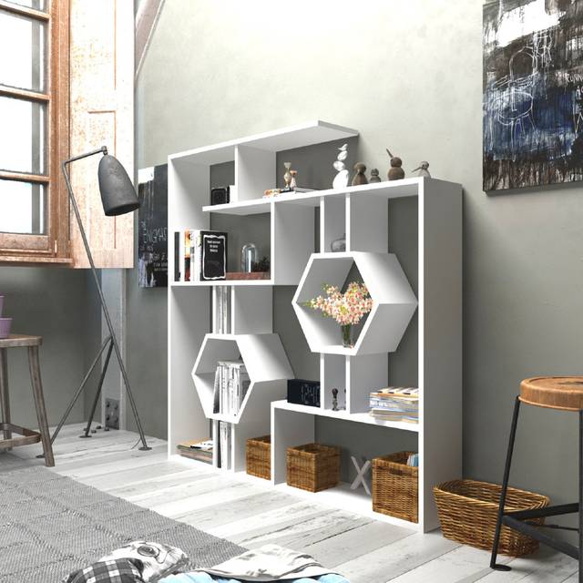 Swenson Bookcase - White (134cm H X 134cm W X 22cm D)