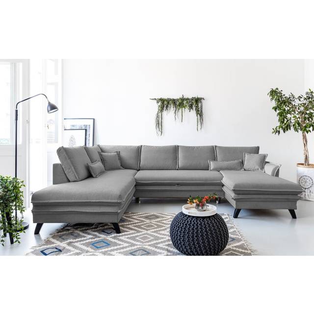 MiuForm Charming Charlie Upholstered Corner Sofa Grey 90cm H X 302cm W X 200cm D