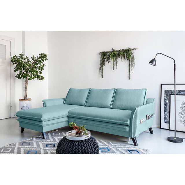 MiuForm Charming Charlie 2 - Piece Upholstered Corner Sofa Aqua 90cm H X 228cm W X 150cm D