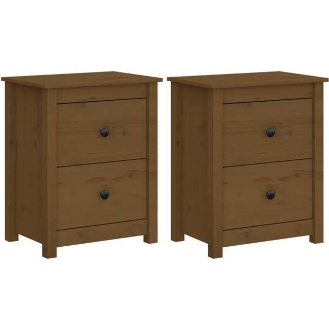 Guthbiorn 2 Drawer Bedside Table - Brown (61.5cm H X 50cm W X 35cm D)