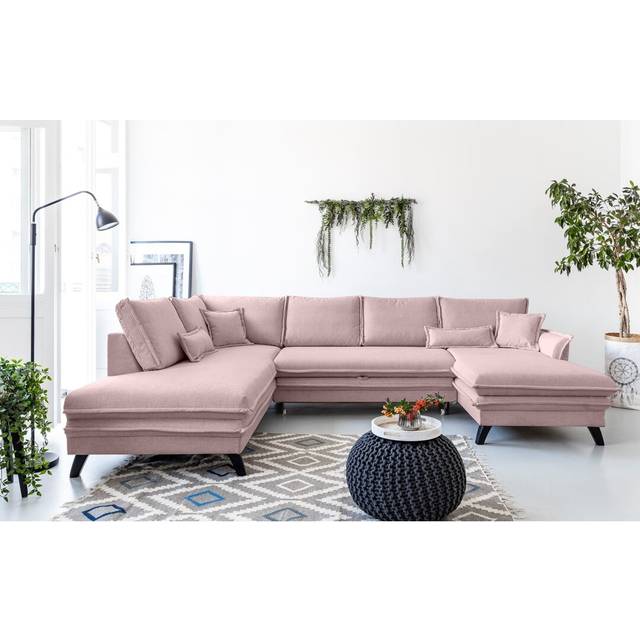 MiuForm Charming Charlie Upholstered Corner Sofa Powder Rose 90cm H X 302cm W X 200cm D