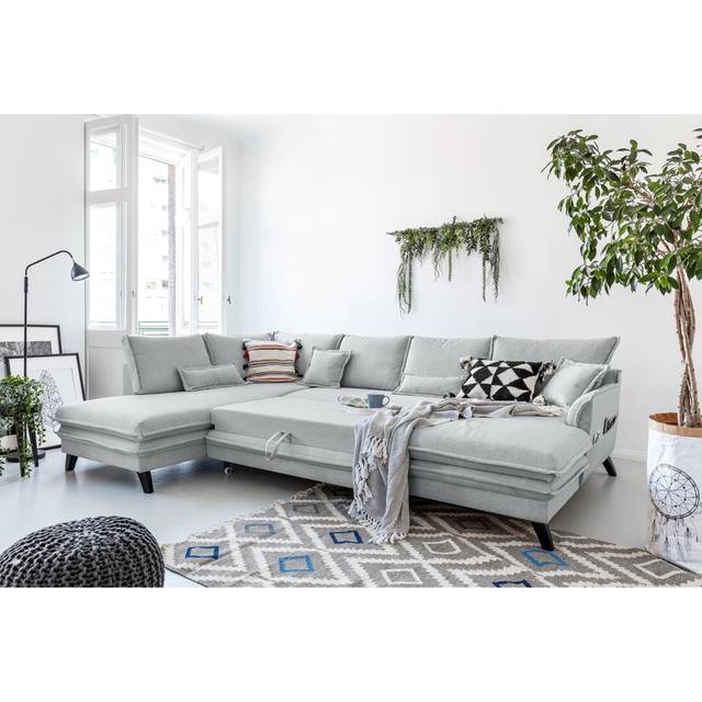 MiuForm Charming Charlie Upholstered Corner Sofa Light Grey 90cm H X 302cm W X 200cm D