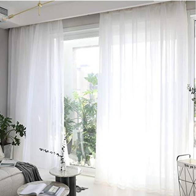 Home Brilliant Window Treatment Set of 2 Net Curtains White Sheer Curtains Drapes for Privacy, 84 inches Drop