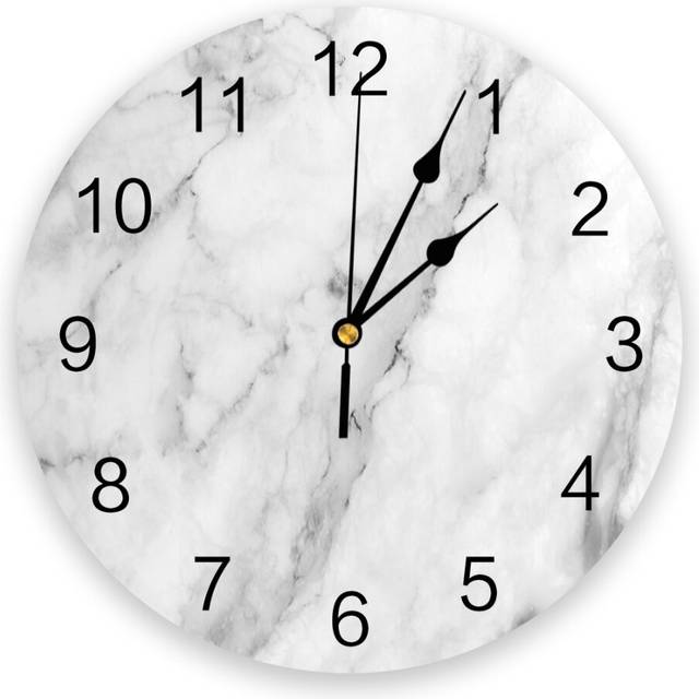 Ink Painting Marble  Black White Floor Walls Modern Wall Clock For Home Office Decoration Living Room Bathroom Hanging Watch