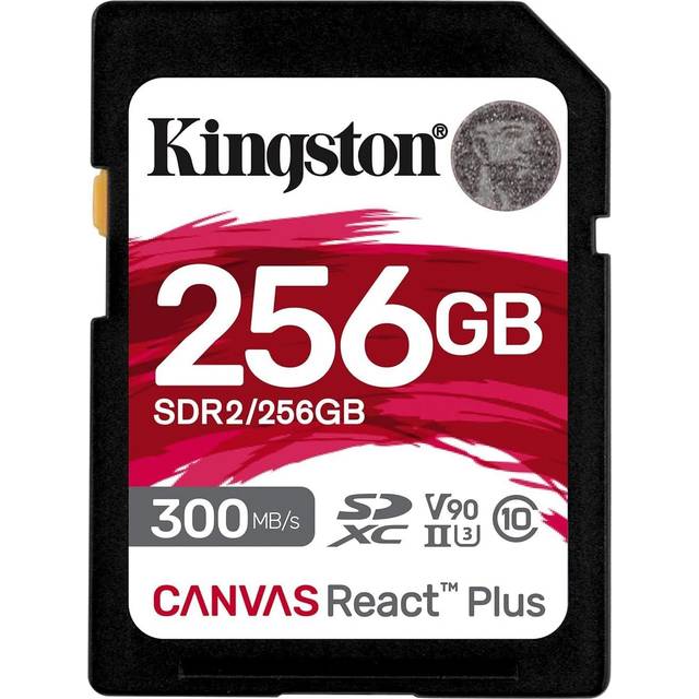 Kingston Canvas React Plus 256 GB SDXC minneskort UHS-II 300R/260W U3 V90 för Full HD/4K/8K - SDR2/256GB