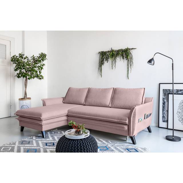 MiuForm Charming Charlie 2 - Piece Upholstered Corner Sofa Powder Rose 90cm H X 228cm W X 150cm D