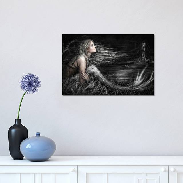 Mermaid At Midnight - Print on Canvas - Wrapped Canvas (30.48 cm H x 45.72 cm W)