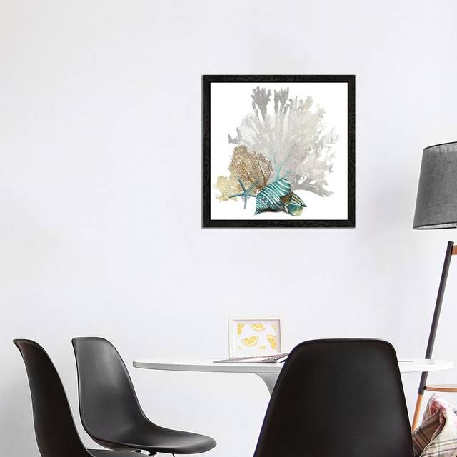 &#39;Coral Iv&#39; by Pink Pank Punk 1 piece Wrapped Canvas Painting Print - Black Framed (93.98cm H x 93.98cm W x 3.81cm D)