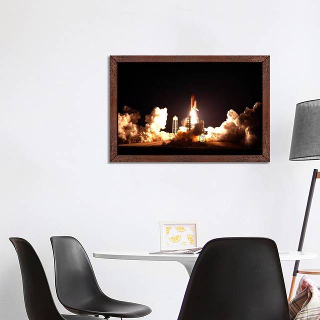 'Space Shuttle Endeavour Launch'- Floater Frame Photograph Print on Canvas - Brown Framed Canvas (101.6 cm H x 66.04 cm W)