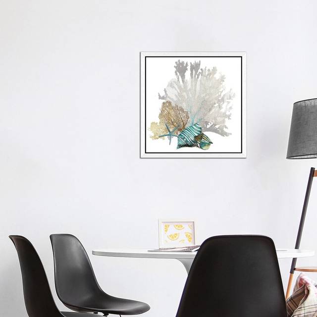 &#39;Coral Iv&#39; by Pink Pank Punk 1 piece Wrapped Canvas Painting Print - White Framed (45.72cm H x 45.72cm W x 3.81cm D)