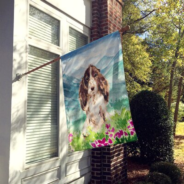 Caroline's Treasures CK1987CHF Mountian Flowers Chocolate Parti Cocker Spaniel Flag Canvas House Size  Multicolor