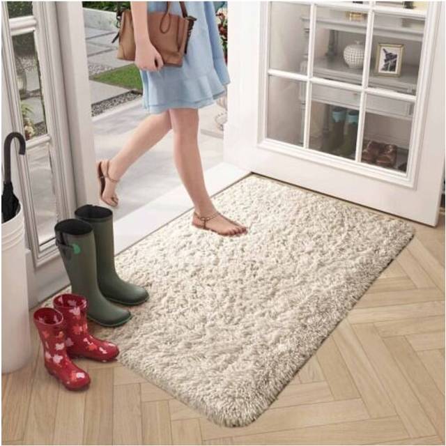(60X110 CM, Cream) Exrta Large Rugs Shaggy Living Room Rug Carpet