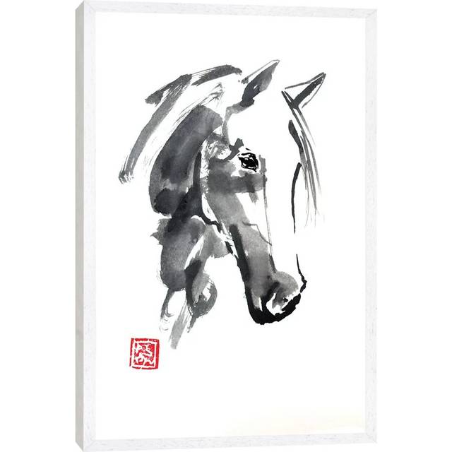 Horse Head - Print on Canvas - White Framed (66.04cm H x 45.72cm W x 3.81cm D)