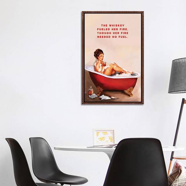Whiskey Fuel Fire Bath - Print - Classic Brown Wood Framed (101.6 cm H x 66.04 cm W)