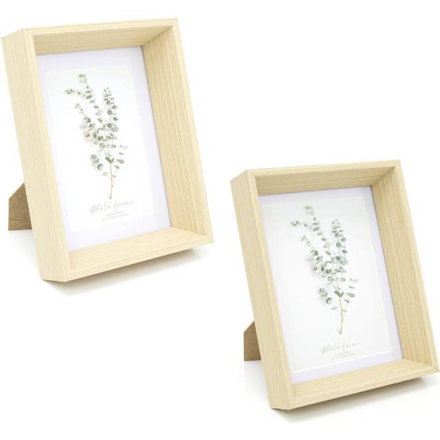 Set of 2 Eucalyptus Wooden Photo Frame | 2 piece 4 x6 5x7 Photo Picture Frames | Freestanding Wall Mounted Picture Frames